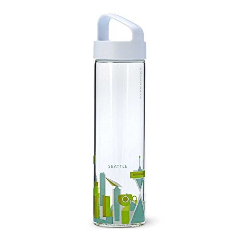 Starbucks Seattle You Are Here Collection Glass Water Bottle Collectable 18.5 Oz